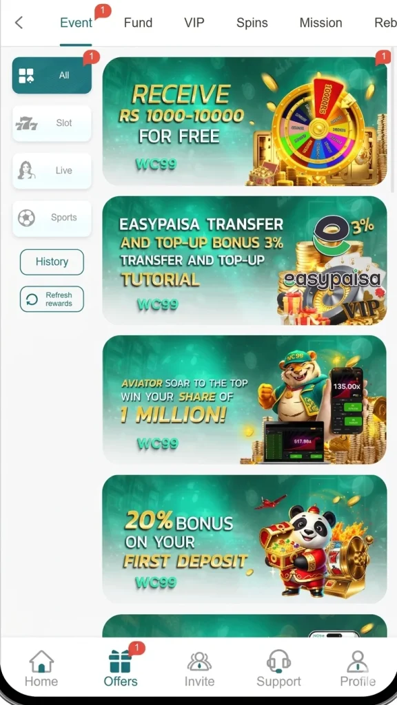 WC99 APK Bonuses and rewards