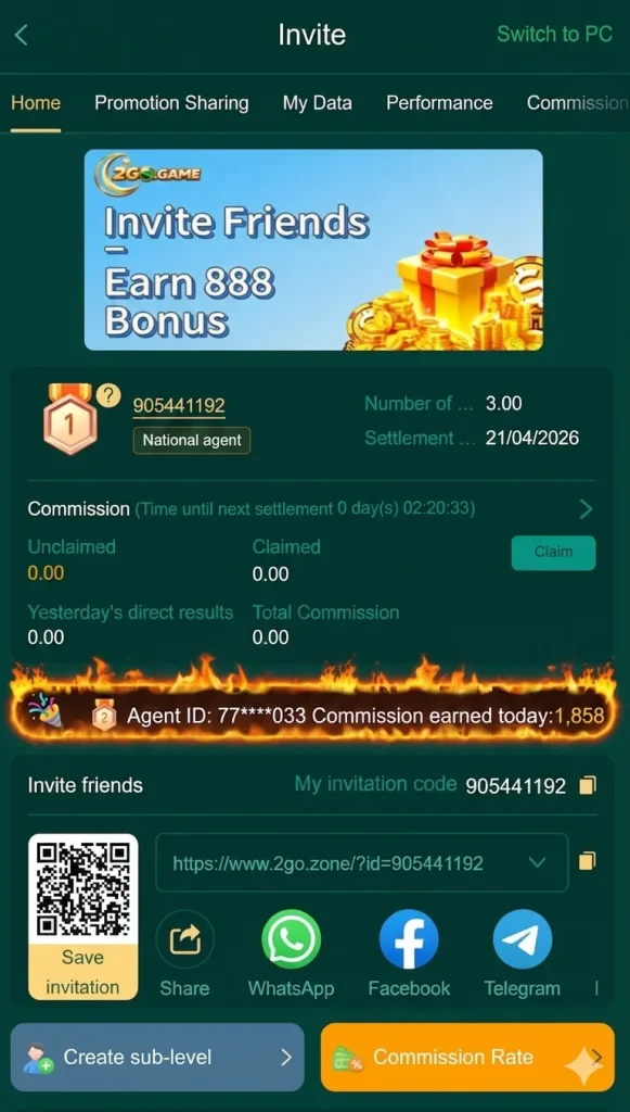 2G0 Game bonuses&Rewards