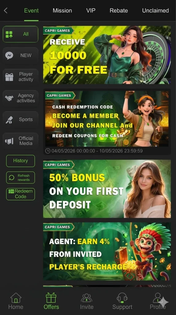 Capri Game Bonuses