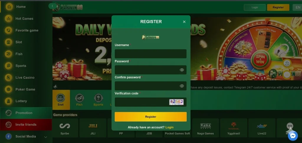 Pak win 88 Register