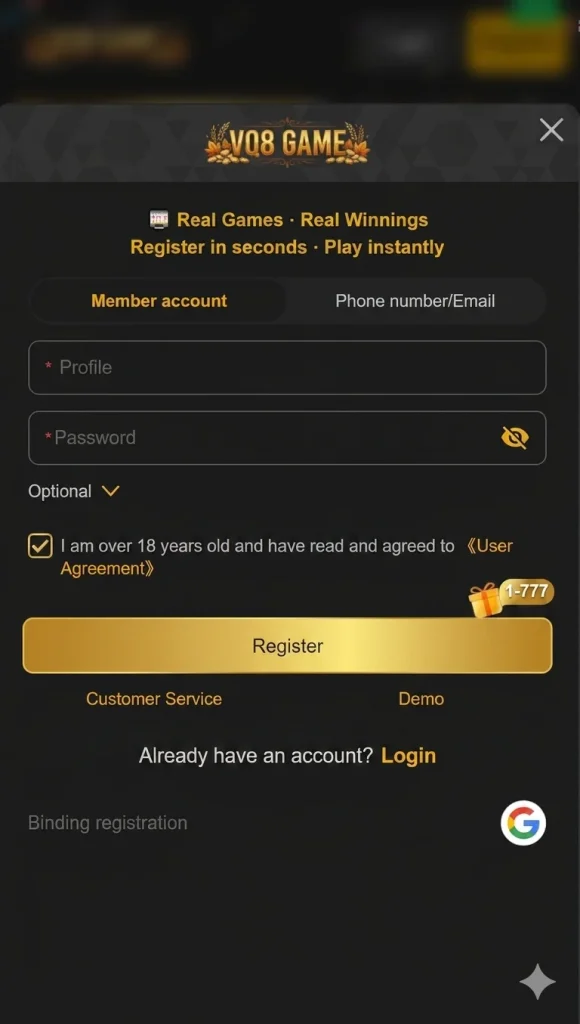 VQ8 Game Registration
