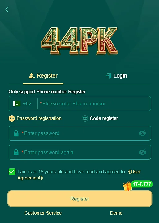 pk44 register apk